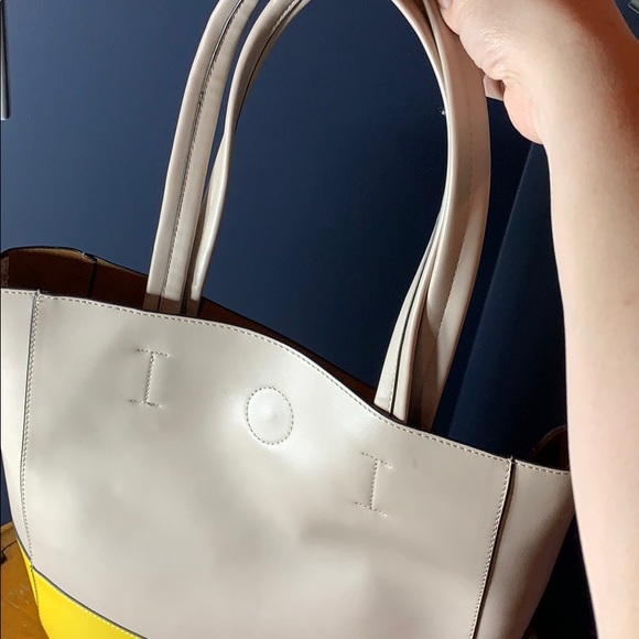 Simons tote with matching clutch - yellow and bone - Picture 2 of 5